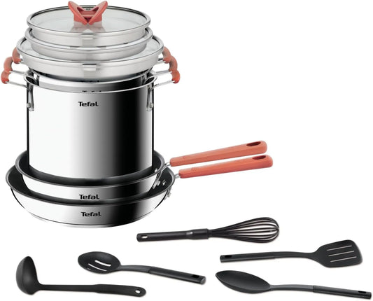 Tefal G721SD74 Opti'Space 10-delige ruimtebesparende pannenset G721SD74 met RVS en keramisch element