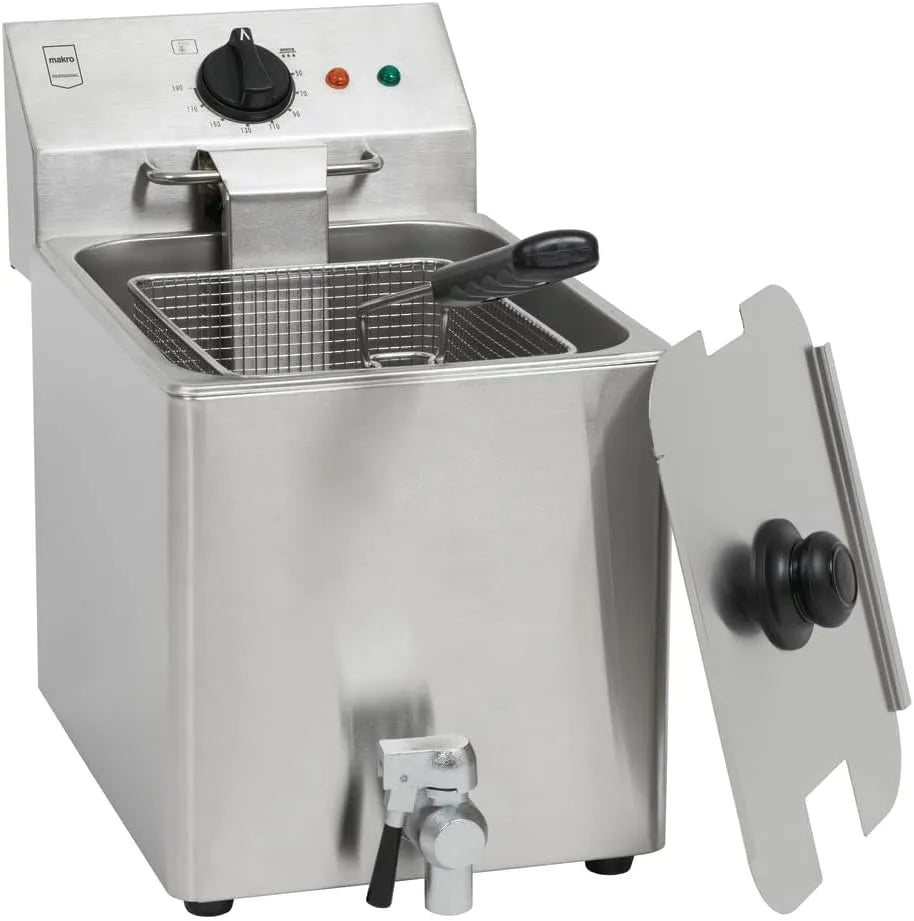 METRO PROFESSIONAL Friteuse GDF3008, RVS GDF3008 met 26 x 47 x 39 cm, 8 L, 3250 W, draadloze werking, RVS en zilver