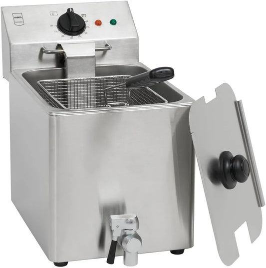 METRO PROFESSIONAL Friteuse GDF3008, RVS GDF3008 met 26 x 47 x 39 cm, 8 L, 3250 W, draadloze werking, RVS en zilver