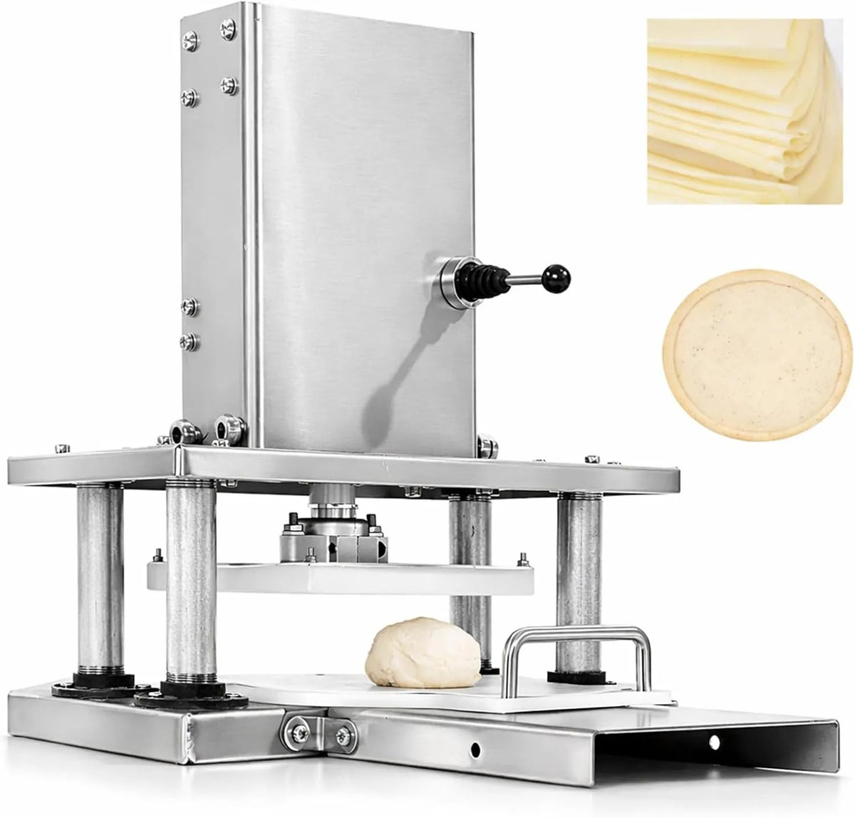 285 x 238 x 335 mm, 55 W, Generisch Elektrische deegpers van RVS, voor pizza, 22 cm persplaat, 2000 N perskracht