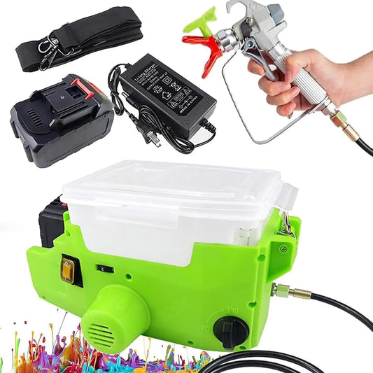 Machine, 1, mobiele uitvoering van 500 W airless spuitmachine, 1,1 l/min muurspuitpistool, voor het schilderen van muren,1battery, 1,7 L