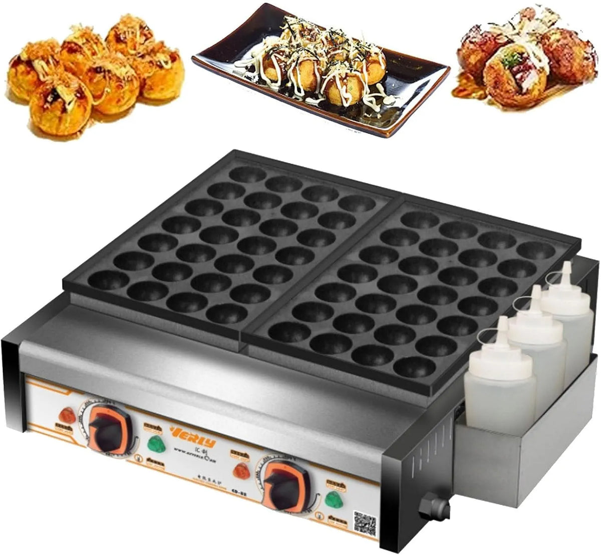 Machine, 0-300 °C, Commerciële elektrische Takoyaki-maker, gaten Japanse Takoyaki Octopus Fish Ball Maker