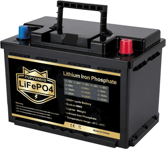 12 V, LiFePO4 12 V 120 Ah met Bluetooth BMS 100 A batterij tot 15000 cycli max 1536 Wh lage temperatuurbeveiliging Deep Cycle compact design camper