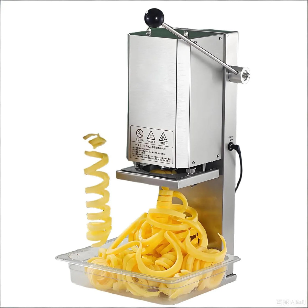 Snijder met instelbaar 3-10 mm, Elektrische aardappelschiller en spiraalsnijder, RVS, schilt in 5 seconden en gelijkmatige sneden.