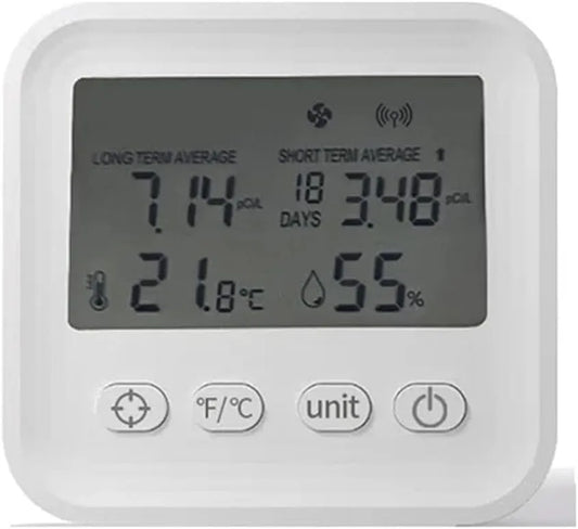 Radonmeter, voor binnengebruik radondetector Radon Luchtkwaliteit Monitor, Temperatuur Vochtigheid Data Aanpassing Sensor
