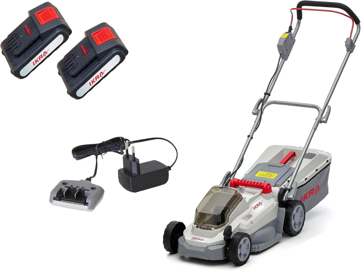 Grasmaaier met 33 cm, draadloze werking en groen, incl. 2 accu's van 20 V & oplader