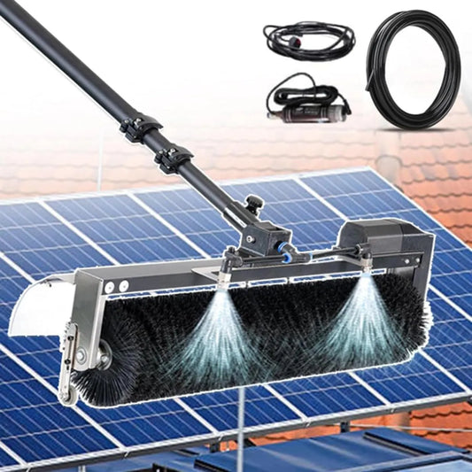 Machine, Voor Zonnepanelen Met Wateraangedreven Steel En Rolborstel
