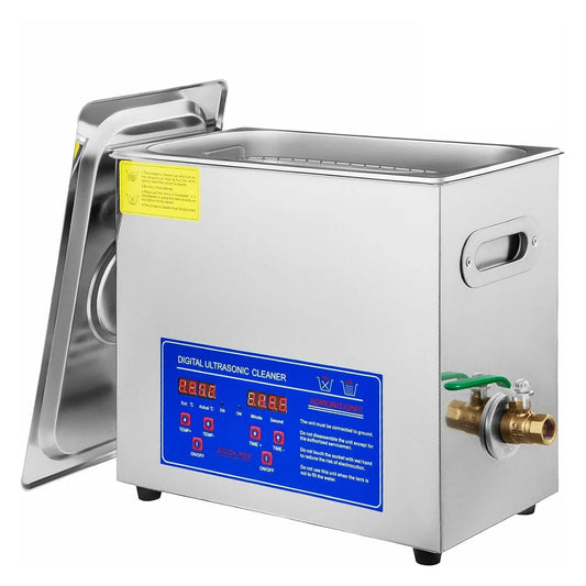 Ultrasoonreiniger met 6 l, 200 W, 80 °C, waterreservoir en RVS