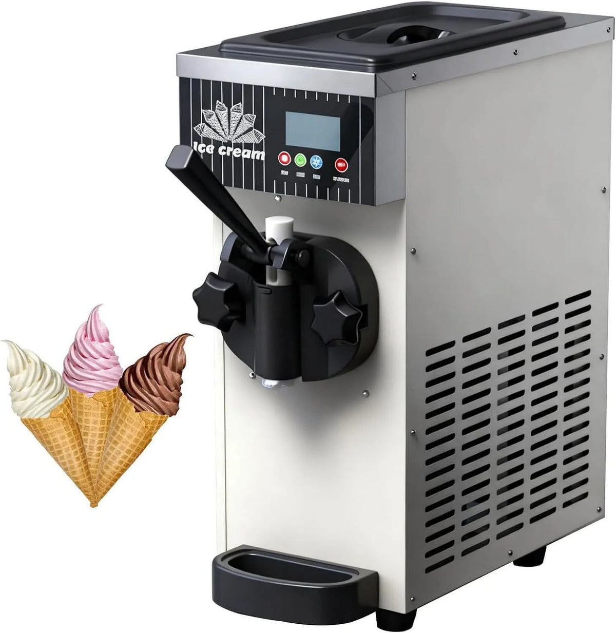 Machine, Commerciële ijsmachine, aanraakbediening, 4-5 kg/u, voorkoeling, automatisch reinigingsalarm, aanrecht zachte ijsmachine voor winkels, bars