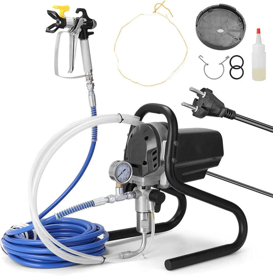Verfspuitsysteem, 750 W Elektrische Verfspuitmachine Met 8 M Slang, 1,2 L/Min Verfspuitpistool Voor Thuis, Interieur, 6000 Psi Muurverfspuit