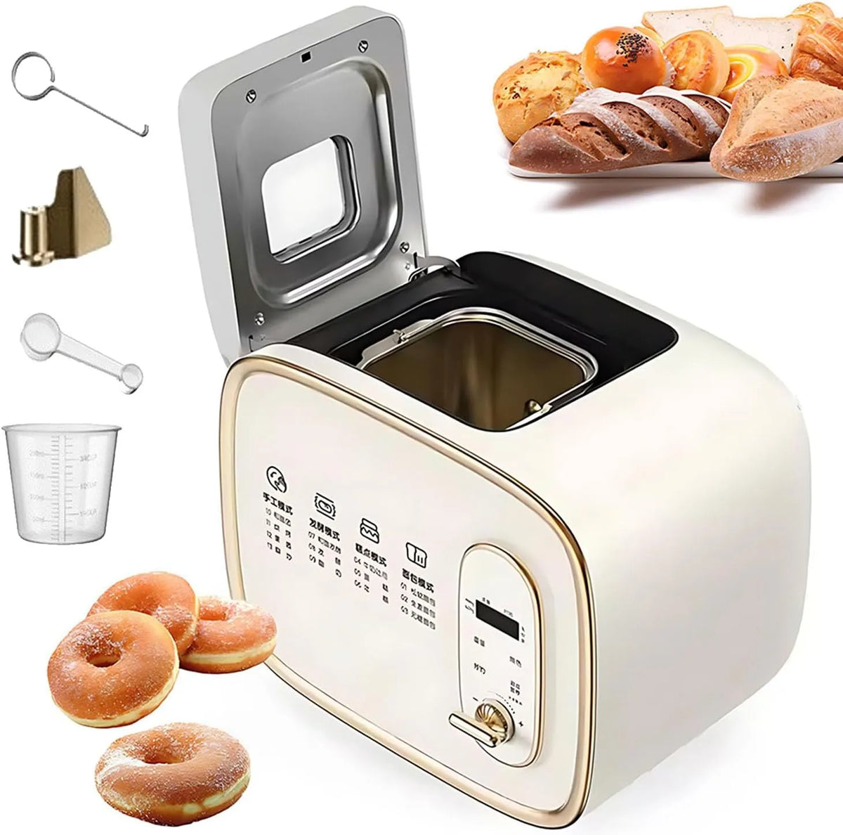 Broodbakmachine met 600 g, 15 uur, 13-in-1 en timer, volautomatische 13-in-1 broodbakmachine met 600 g capaciteit