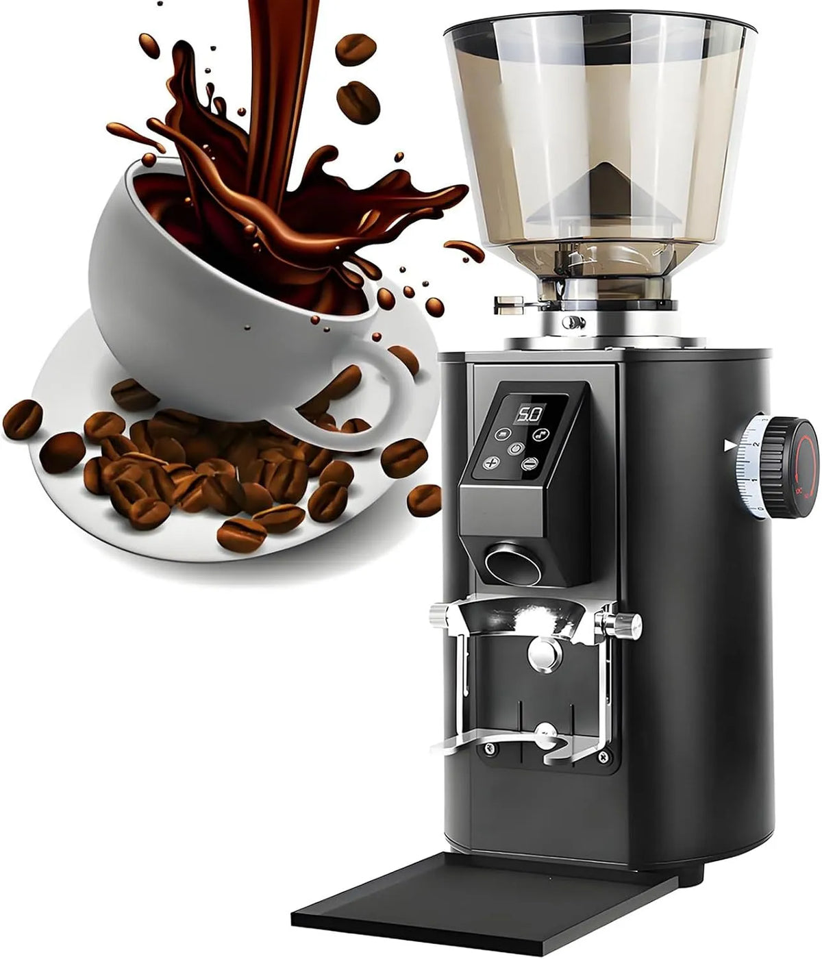 Molen, CommerciëLe Koffiemolen Met Platte Maalschijf Van 453 G, Roestvrijstalen Mes Van 64 Mm zwart, Intelligente Bediening