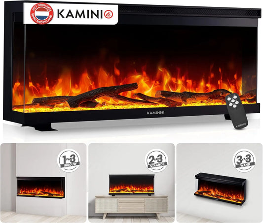 Elektrische haard met 36 inch, 3-in-1 en afstandsbediening, Elektrische 3-in-1 haard met panoramaweergave