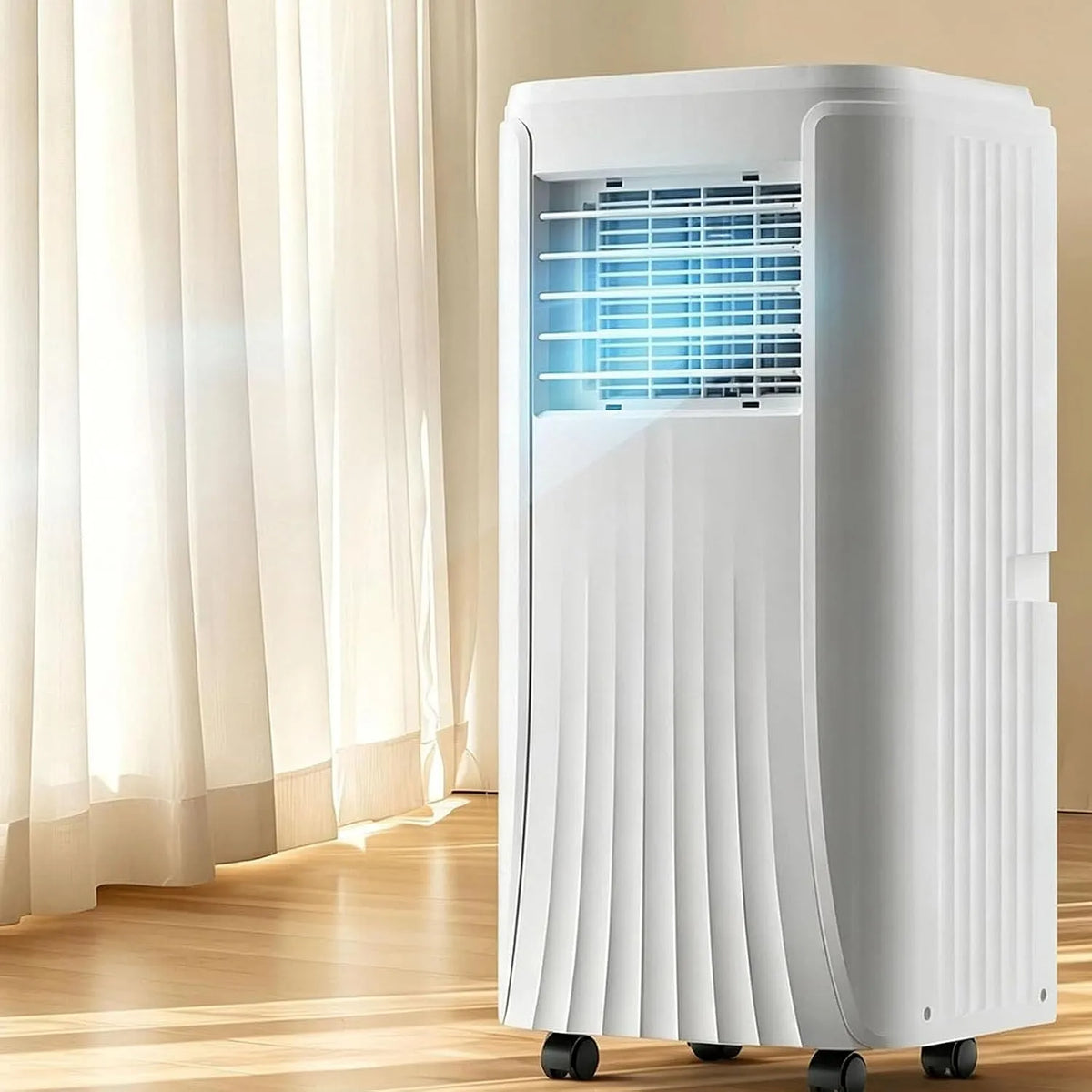 Mobiele airconditioner en Luchtontvochtiger, Mobiele Airco 9000/12000 BTU, 120°-Oscillatie, Koeler & Luchtontvochtiger, 3-in-1 Airco, Geen Raamafvoer