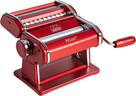 Machine, Marcato Atlas+ Pastamachine van geanodiseerd aluminium met 4 formaten, fettuccine, made in Italy, lasagne, tagliolini en spaghetti
