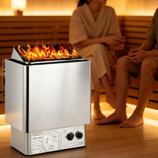 Kachel met 110V, 6KW, wandmontage en RVS, wandgemonteerde droge stoomoven met timer 0-180 min
