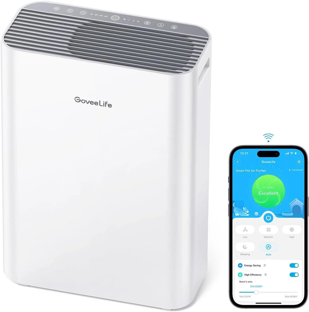 Luchtreiniger PM2.5-sensor met 24dB en app-bediening, luchtreinigers voor huisdieren met PM2.5-sensor