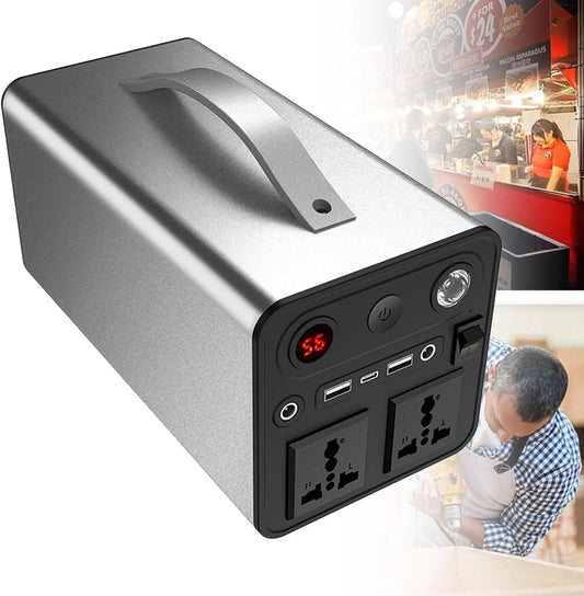 Draagbare krachtcentrale 90000 mAh lithiumbatterij Elektronische zonnegenerator 300 W AC voor kamperen met 90000 mAh, 300 W en zilver