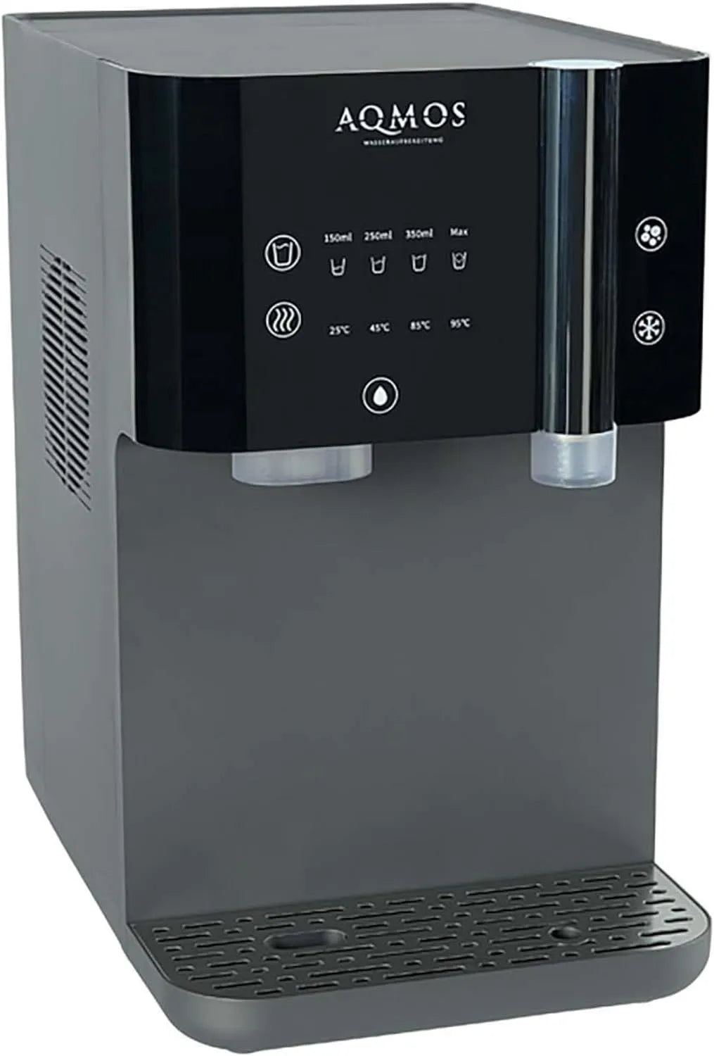 Waterdispenser met 5-95 °C, 28 x 40,5 x 46 cm, 0,5 l, 75 °C, geluidsarme werking en zwart
